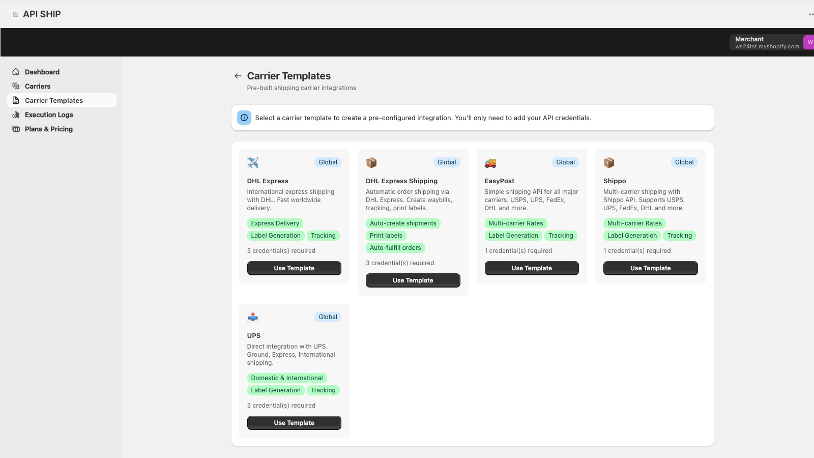 Carrier templates library